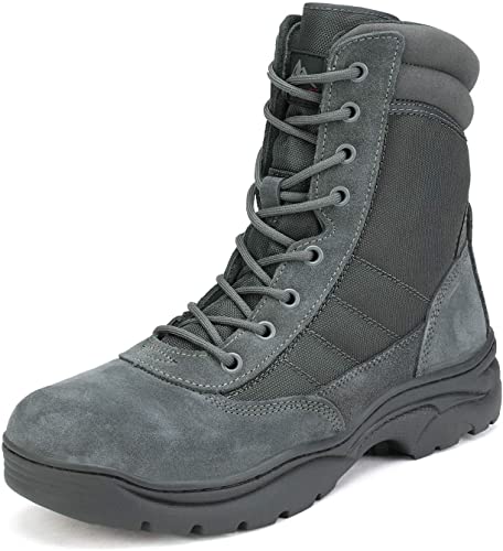 NORTIV 8 Men's Military Tactical Work Boots Side Zipper Leather Motorcycle Combat Bootie