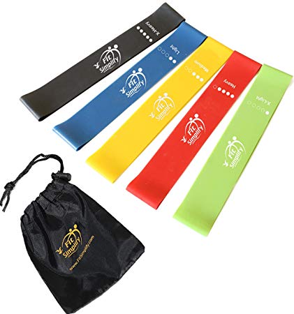 1 Best Resistance Bands - 5 Loop Fitness Bands - Exercise Resistance Loop Bands - Exercise Bands For Legs And Arms - Physical Therapy Bands - 100 Natural Latex - Free Ebook - Lifetime Guarantee