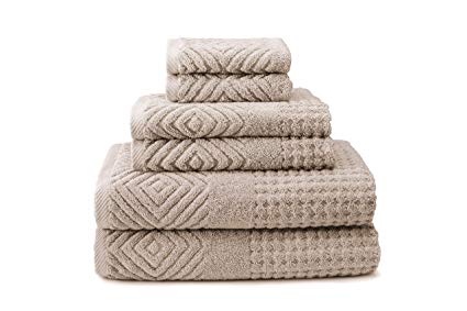 Texere Organic Cotton Jacquard Bath Towels (Oxford Tan, 6) Sweet Valentines Gift