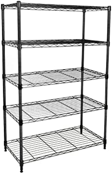 YSSOA Heavy Duty 5-Shelf Shelving Unit,Plug Version, 29" D x 14" W x 61" H, Black, 5 Tier (HKSHLF29146105GLITEV1)