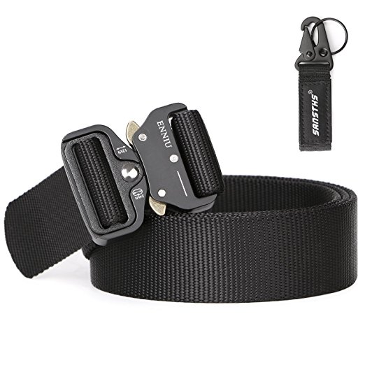 Tactical Heavy Duty Belt SANSTHS Men Military Webbing Belt 1.5" Quick-Release Riggers Web Belt with Metal Buckle