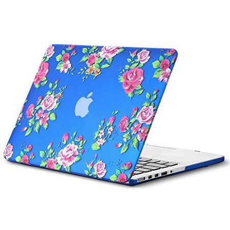 Kuzy - Retina 13-inch Vintage Flowers BLUE Rubberized Hard Case for MacBook Pro 13.3" with Retina Display A1502 / A1425 (NEWEST VERSION) Shell Cover - Vintage Flowers Blue