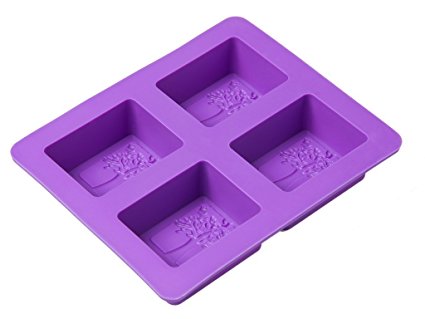 Chawoorim Rectangle Silicone Soap Molds - 4 Tree Rectangular Silicone Trays DIY Handmade Soap Candle Craft Pans