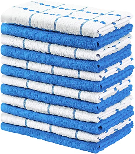 Utopia Towels Kitchen Towels, 15 x 25 Inches, 100% Ring Spun Cotton Super Soft and Absorbent Blue Dish Towels, Tea Towels and Bar Towels, (Pack of 12)