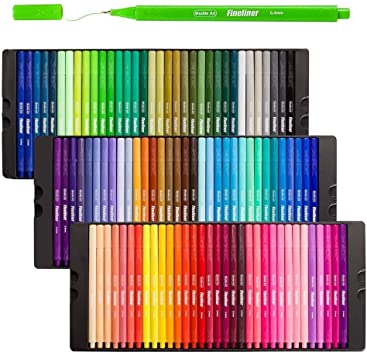 Shuttle Art Fineliner Pens, 100 Colors 0.4mm Fineliner Color Pen Set Fine Line Drawing Pen Fine Point Markers Perfect for Adult Coloring Books Drawing and Bullet Journal Art Projects