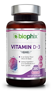 Vitamin D-3 10,000 IU 380 Softgels - Olive Oil Strong Bones Immune Health Support for K-2