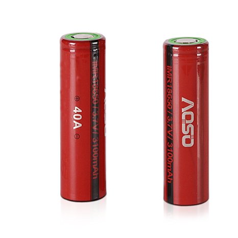 2 X Aosibo(AOSO) IMR 18650 3.7V 3100mAH 40A Noctilucent Rechargeable Battery High Drain