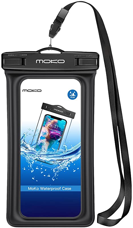 MoKo Floating Waterproof Phone Pouch, Floatable Phone Case Dry Bag with Lanyard Armband Compatible with iPhone 12/12 Mini/12 Pro, iPhone 11/11 Pro, X/Xs/Xr/Xs Max,8/7, Samsung S10/S9/S8, A10E, Note 10