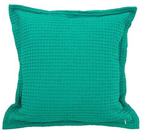 PHF Waffle Euro Sham Cover and Cushion Cover 100% Cotton 2 pieces 18"18" Green