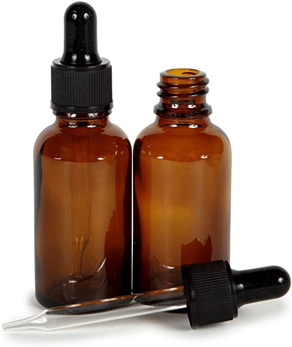 Vivaplex, Amber, 4 oz Glass Bottles, with Glass Eye Droppers - 2 pack