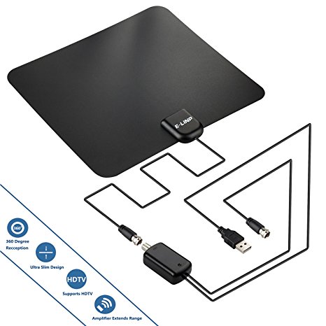 TV Antenna, 50 Mile Range Indoor TV Antenna with Detachable Amplifier USB Power Supply / 15ft High Performance Coax Cable - Support HDTV 1080P