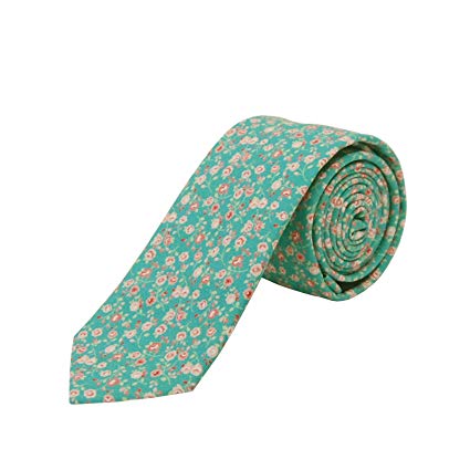 Jnjstella Men's Cotton Floral Skinny Necktie Tie with Gift Box