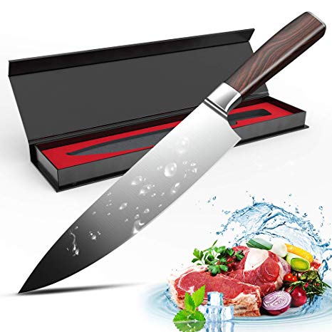 BENGOO 8 inch Kitchen Chef Knife High Carbon Stainless Steel Knives Vegetable Meat Cleaver Seafood Knife for Home with Ergonomic Handle