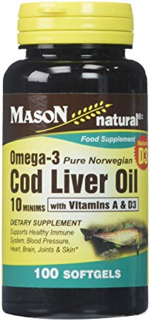 Mason Vitamins Cod Liver Oil 10 Minims Softgels, 100 Count