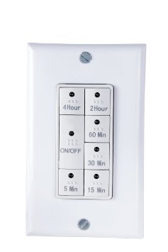 Century Countdown Digital In-wall Timer Switch 5-15-30-60mins, 2-4hours, Neutral Required, Free Wall Plate, white,