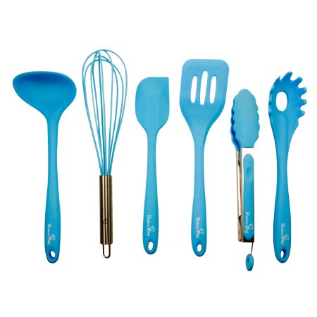 Premium Kitchen Utensil Set Quality Silicone Cooking Set of 6 Hygienic Durable Non-stick and High Temp Cooking Utensils Includes a Complimentary PDF Paleo Cookbook