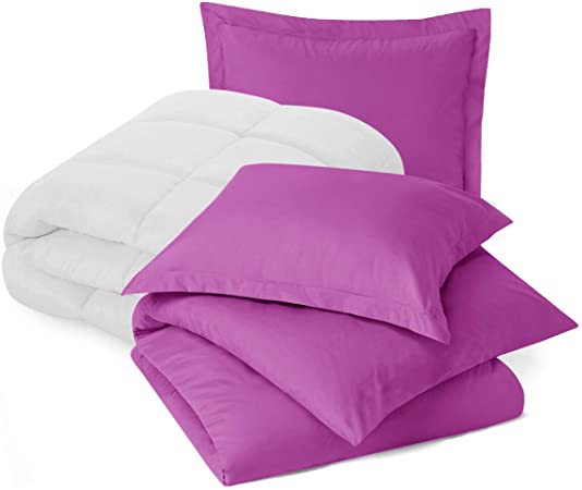 Nestl Bedding Comforter and Duvet Set, Down Alternative Comforter, Microfiber Duvet Set - Comforter Cover and 2 Pillow Shams, Queen - Orchid Purple