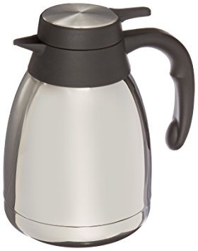Genuine Joe GJO11952 Stainless Steel, Mirror-Finish Classic Vacuum-Insulated Carafe with Thumb Lever Lid, 1.2L Capacity, Steel/Gray
