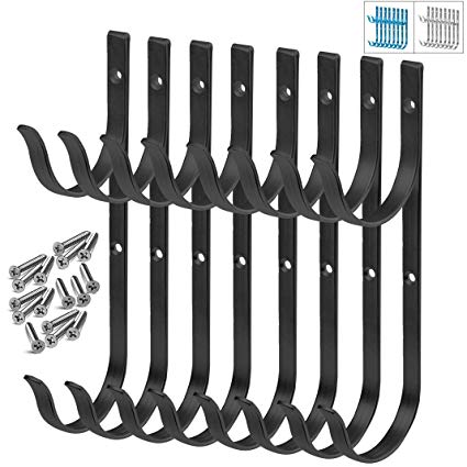 Gray Bunny GB-6898BL8 Swimming Pool Aluminum Pole Hanger Set, 4-Pack (8 Hooks), for Telescoping Poles, Leaf Rakes, Skimmers, Nets, Brushes, Vacuum Hoses and More!
