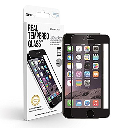 iPhone 6 / 6s Plus 5.5in Edge to Edge [FULL COVER] Screen Protector GPEL Real Tempered Glass [BLACK] 100% SATISFACTION GUARANTEE