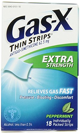 Gas-X Thin Strips Antigas, Extra Strength, Peppermint Flavored Strips, 18 strips (Pack of 1)