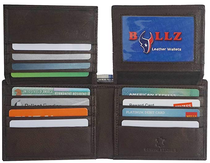Bullz RFID Signal Blocking Theft Protection Leather Large Thick Security Mens Wallet