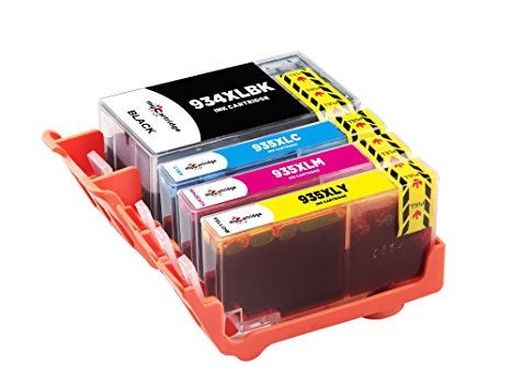 myCartridge 4 Pack Compatible HP 934 935 （934XL 935XL） Ink Cartridge (1 Black, 1 Cyan, 1 Magenta, 1 Yellow) for use in Officejet 6812 6815 Pro 6230 6830 ( with New Chip)