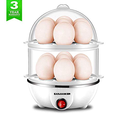Egg Cooker,350W Electric Egg Maker,White Egg Steamer,Egg Boiler,14 Egg Capacity Egg Cooker With Automatic Shut Off