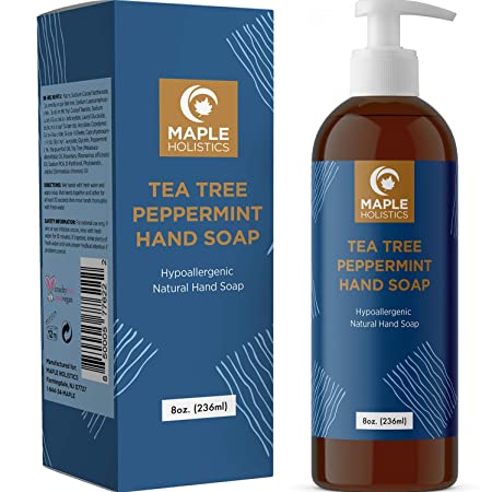 Anti Bacterial Hand Soap Liquid - Natural Moisturizing Hand Soap Antibacterial Hand Wash - Hypoallergenic Antibacterial Hand Soap Pump With Tea Tree Essential Oil Disinfecting Soap Hand Cleaner