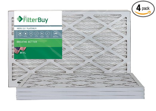 AFB Platinum MERV 13 12x24x1 Pleated AC Furnace Air Filter. Pack of 4 Filters. 100% produced in the USA.