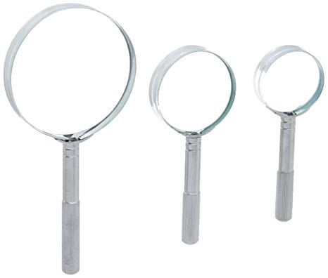 SE MM2020-3 Handheld Magnifier Set Chrome Plated 1-1/2", 2", 3" (3 PC.)