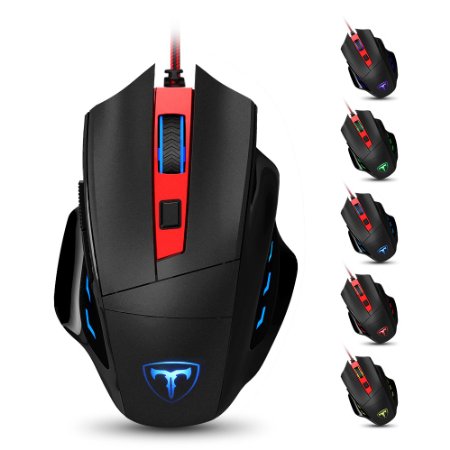 VicTop Programmable Gaming Mouse with Adjustable DPIDefault 10001600240032006400 7 Buttons Adjustable LED Backlight for Gamers and Office