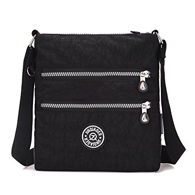 Tiny Chou Multilayer Zipper Pockets Water Resistant Nylon Fabric Crossbody Bag Shoulder Bag for Girl