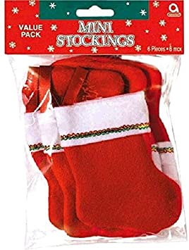 Santa Mini Felt Stockings, Value Pack, 6 Ct. | Chrismas Decoration