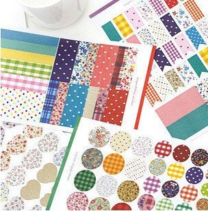 ONOR-Tech 4 Sheets Lovely Decorative Adhesive Sticker Tape / Washi Masking Sticker Tape Set