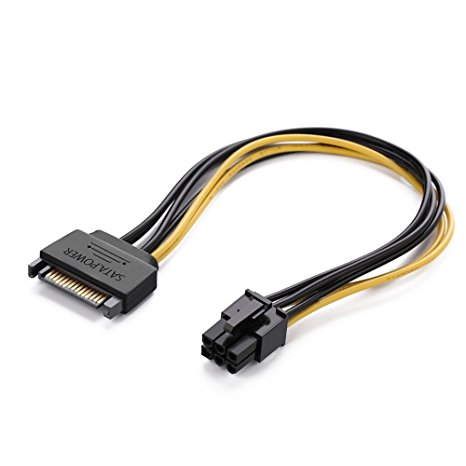 UGREEN Sata Power Cable SATA 15 Pin to 6 Pin PCI Express Graphics Video Card Power Cable Adapter (8 Inch)