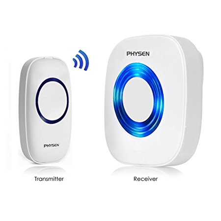 Physen Model CW Wireless Doorbell Kit with 1 Push Button and 1 Plug-in Recevier,Operating up to 1000ft Long Range,4 Volume Levels with 52 Melodies Chimes,White