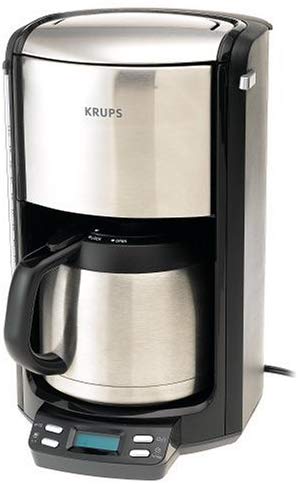 KRUPS FMF5 Programmable Coffee Maker with Double Wall Thermal Carafe and LED control panel, 10-Cup, Black