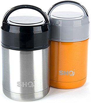 YOUR Food Flask by SHO - Ultimate Vacuum Insulated, Double Walled Stainless Steel Food Flask & Food Container - 8 to 12 Hours Hot & 18 to 24 Hours Cold - 800ml - BPA Free - Lifetime Guarantee (800ml, Sunset Orange)