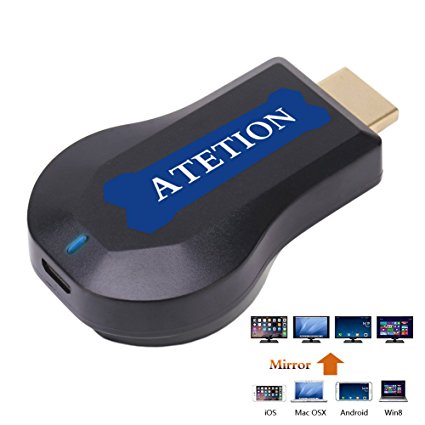 [CE ROSH Certificated] Wireless HDMI Screen Mirror Dongle, ATETION® WiFi Display TV Dongle Receiver 1080P Easy Sharing Wireless streaming TV Stick For iOS / Android / Windows / Mac Devices To HDTV- Via Airplay Miracast DLNA Airmirror Agreement