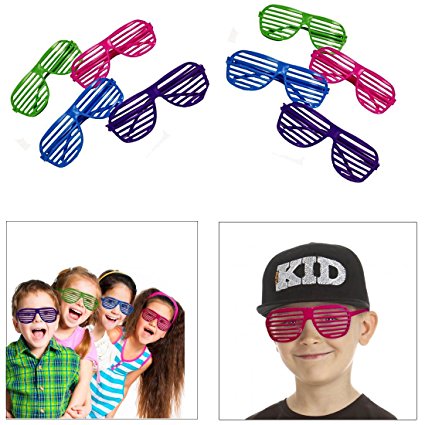 Dazzling Toys 80's 80's Slotted Toy Sunglasses Party Favors Costume - Pack of 12 - Assorted Colors