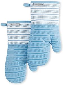 KitchenAid Albany Oven Mitt 2-Pack Set, Blue Velvet, 7"x13"