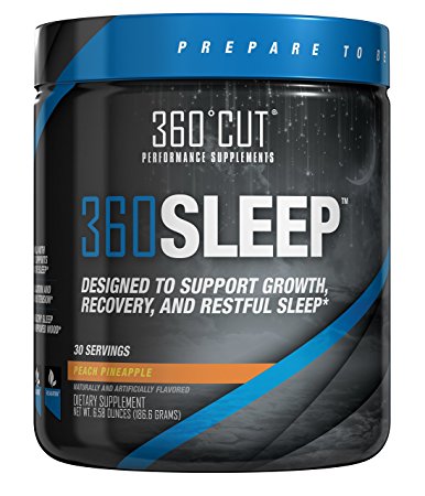 360SLEEP Valerian Root Sleep Aid for Restful, Restorative, Natural Sleep w/ Valerian Root, GABA, Melatonin, 5-HTP & More - No Morning Grogginess, Fast-Acting Powder, Peach Pineapple - 30 Doses