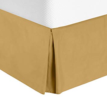 Nestl Bedding Pleated Bed Skirt - Luxury Microfiber Dust Ruffle - Sleek Modern Bed Skirt - 14” Tailored Drop, Cal King, Camel