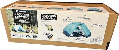 Quechua, 2 Second Easy Waterproof Pop up 43.3 inches, 2 Person Camping Tent, 9.6 lbs (Sleeping Area Dimensions: 80.7" X 57.1)