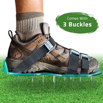 Lawn Aerator Spike Shoes - For Effectively Aerating Lawn Soil - Comes with 3 Adjustable Straps with Metallic Buckles - Universal Size that Fits all - For a Greener and Healthier Garden or Yard.