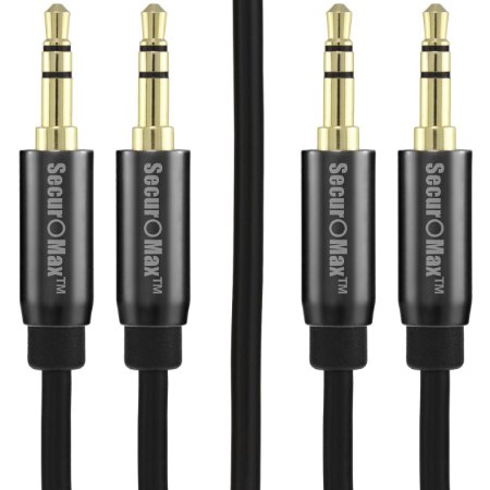 Aux Cable 2 Pack - Shielded Cord 33ft1m - 35mm Male to Male Audio Cables for CarAuto Stereos Speakers Headphones Mp3 Player iPhone iPod iPad Computer and Auxiliary Input Connectors
