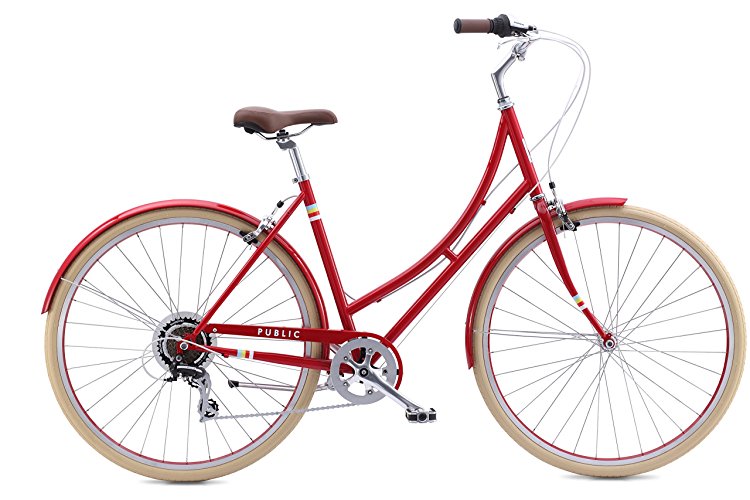 PUBLIC Bikes Women's C7 Dutch Style Step-Thru 7-Speed City Bike, 20"/Large, Red
