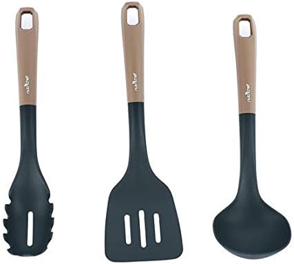 NutriChef Cooking Includes Soup Ladle, Pasta Fork, and Spatula, Heat-Resistant Kitchen Tool, Works with Models: NCCW14S & NCCW20, 3 Pc Utensils Set