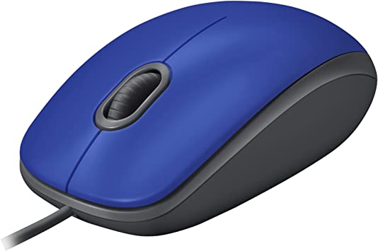 Logitech M110 Wired USB Mouse, Silent Buttons, Comfortable Full-Size Use Design, Ambidextrous PC/Mac/Laptop - Blue